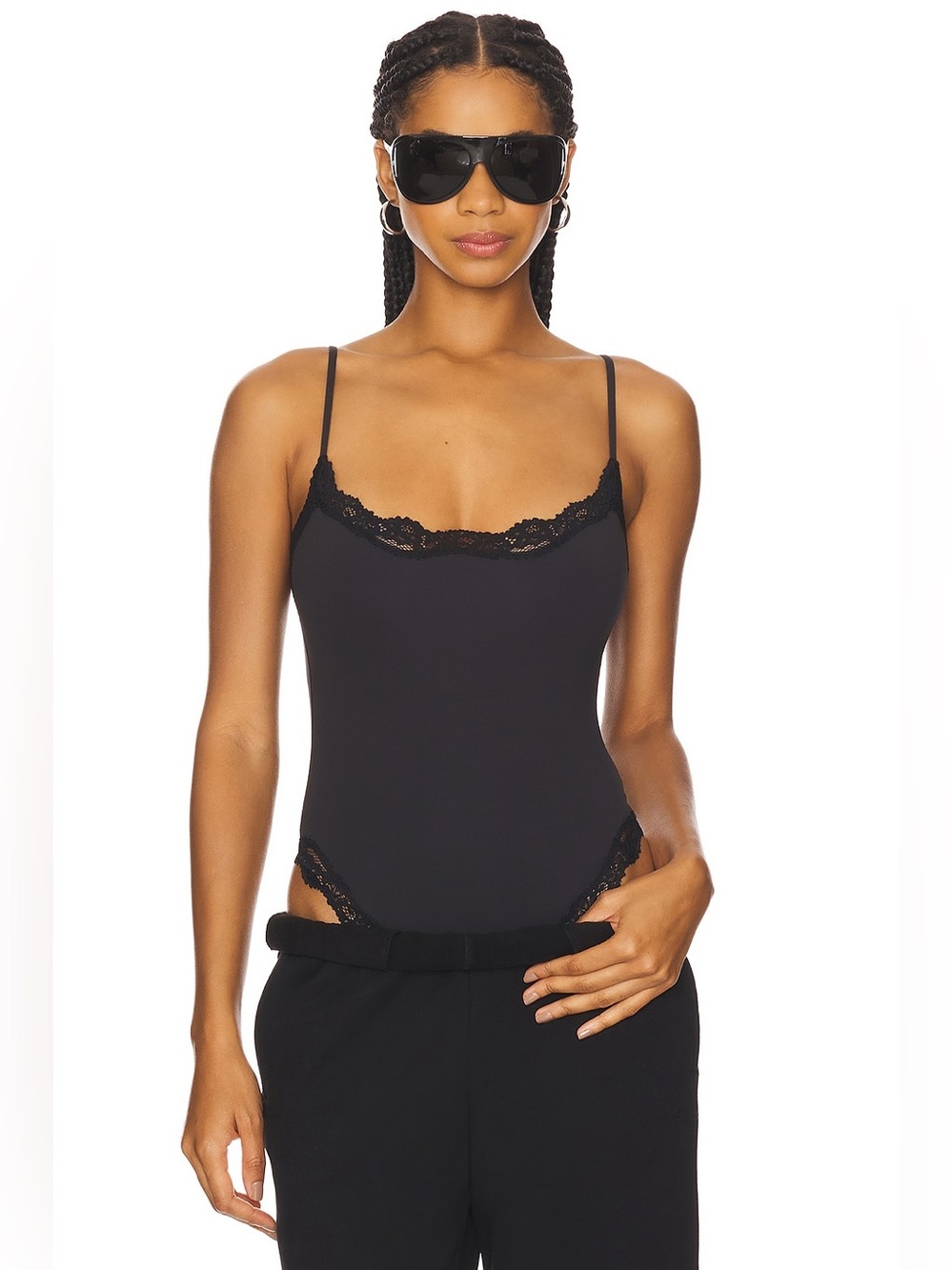 NWT SKIMS Fits Everybody Lace Cami Bodysuit - Onyx